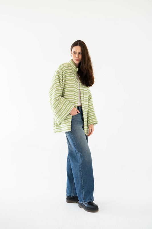 Meadow Stripes Jacket-Women-Green