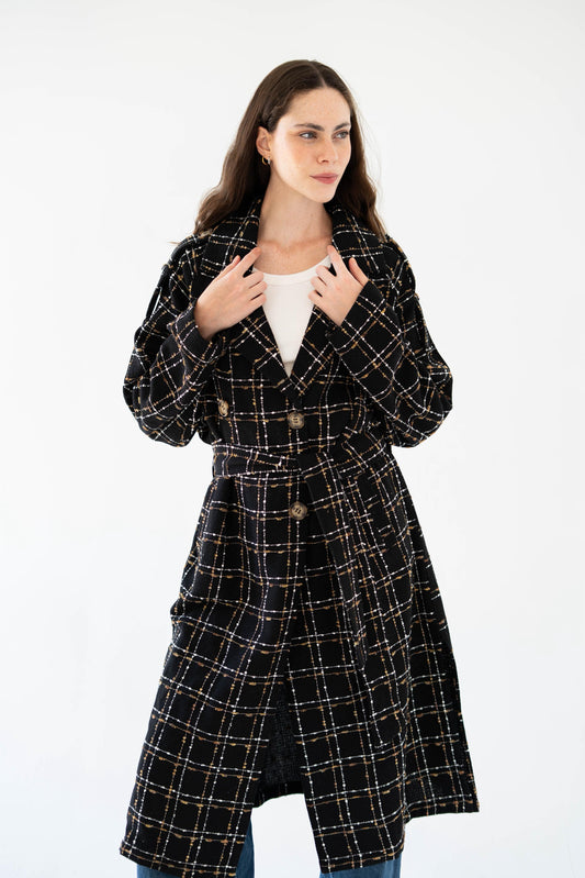 Cozy Check Coat -Black-Women