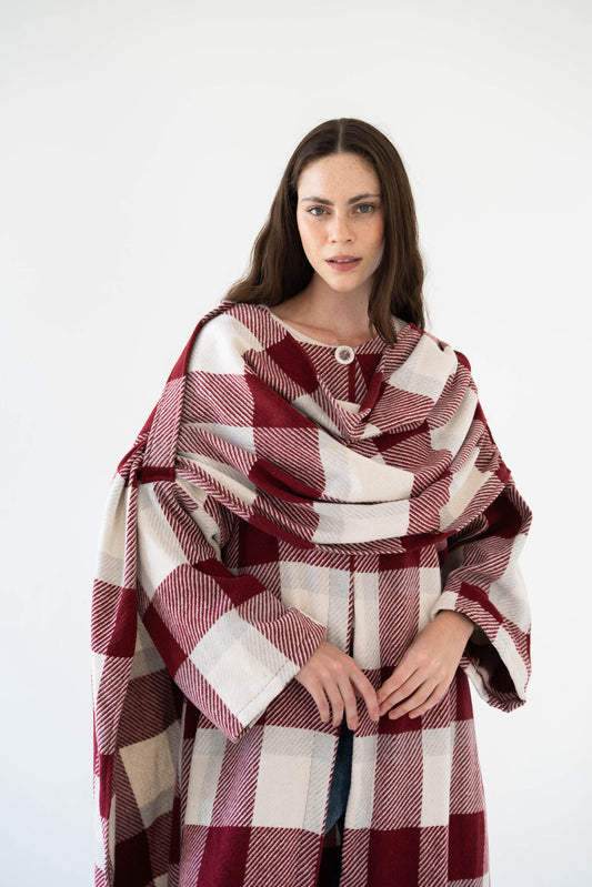 Lina Scarfed Coat- Women-Maroon