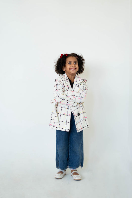 Cozy Check Coat (Kids) -White
