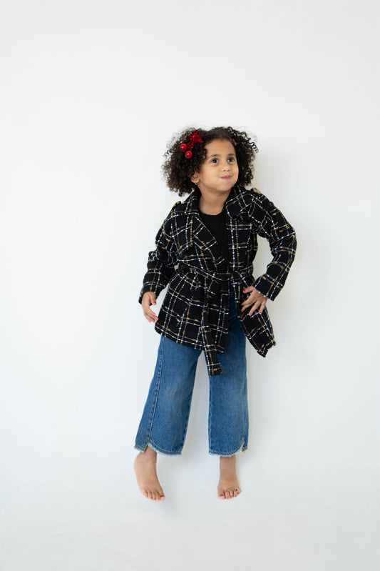 Cozy Check Coat (Kids) -Black