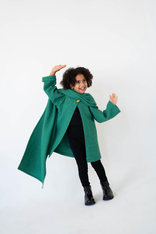Lina Scarfed Coat – Kids-Green