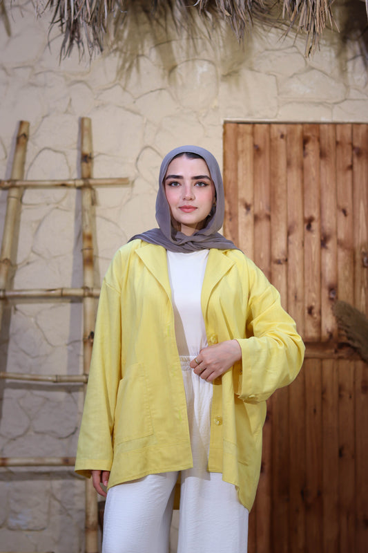 Pure Linen Jacket for Every Occasion-butter yellow
