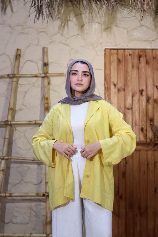 Pure Linen Jacket for Every Occasion-butter yellow