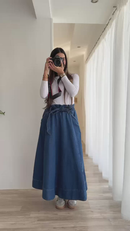 Effortlessly Elegant linen Pleated Skirt-beige